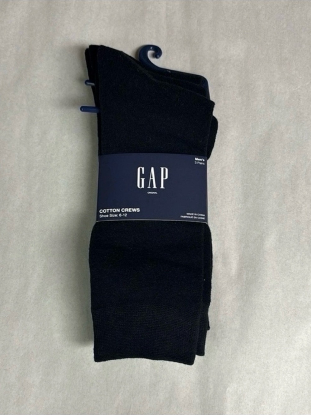 New Gap Socks Men’s 3 Pair Black Cotton Crews Business Casual Dress Classic Sock